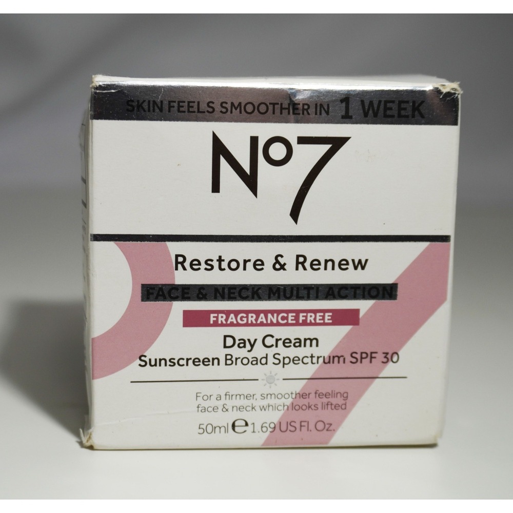 N°7 Restore & Renew Face & Neck Multiaction Fragrance Free Day Cream SPF 30